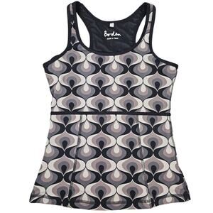 Boden Athletic Tank Top Womens Size 6 Black Gray Activewear Stretch Geometric